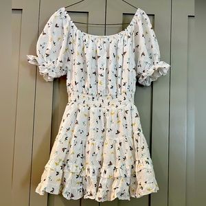 Cleobella - Sun Dress - Medium - White - Floral - Flowy - Cinched Waist